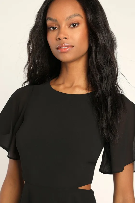 Blissful Love Black Cutout Mini Skater Dress sold by Lulus product image thumbnail 3