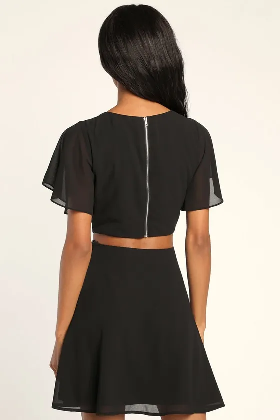 Blissful Love Black Cutout Mini Skater Dress sold by Lulus product image thumbnail 4