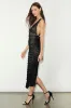 Jenesis Black and Light Nude Mesh Ruched Tie-Back Midi Dress sold by Lulus
