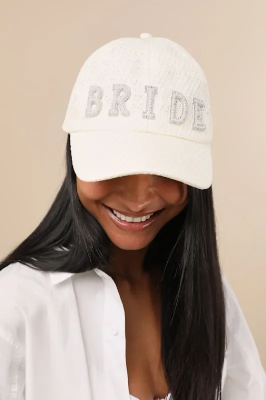 Talitha Ivory Woven Pearl Bride Baseball Hat sold by Lulus