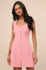 Sarie Pink Textured Button-Front Mini Dress sold by Lulus