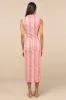 Nivara Cream and Red Multi Crochet Collared Midi Dress sold by Lulus