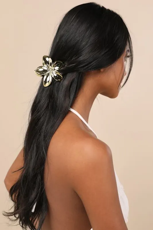 Celantra Gold and Silver Flower Claw Hair Clip Set sold by Lulus