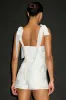 Esihle White Jacquard Tie-Strap Skort Romper sold by Lulus