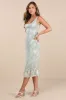 Elani Light Sage Floral Burnout Trumpet Midi Dress sold by Lulus