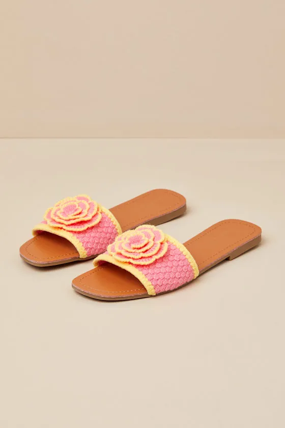 Simmy Yellow and Pink Flower Slide Sandals sold by Lulus product image thumbnail 2