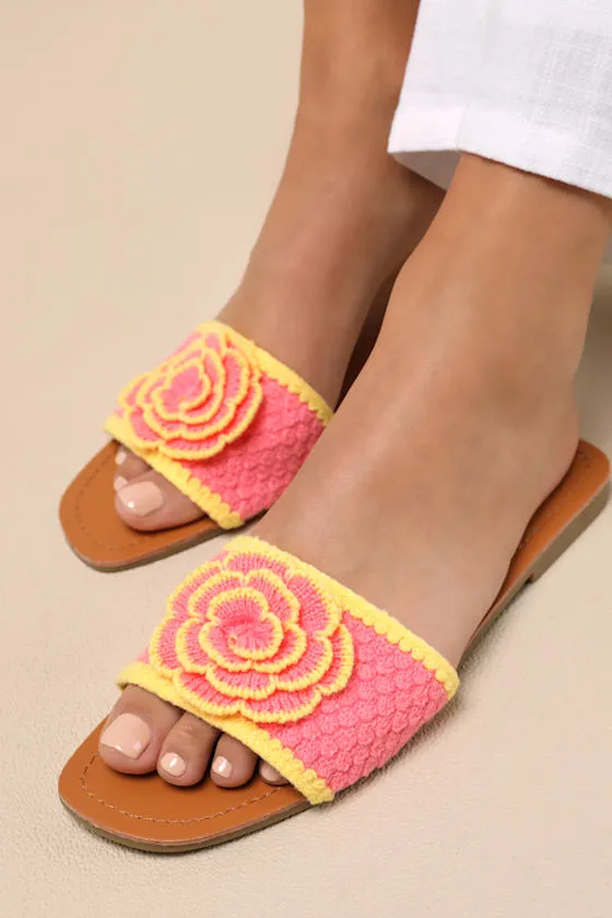 Simmy Yellow and Pink Flower Slide Sandals sold by Lulus product image thumbnail 4