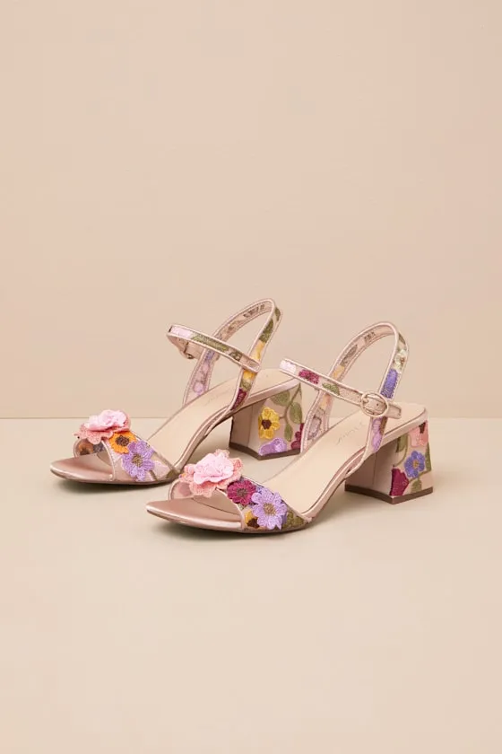 SB-Blare Light Nude Multi Mesh 3D Floral High Heel Sandals sold by Lulus