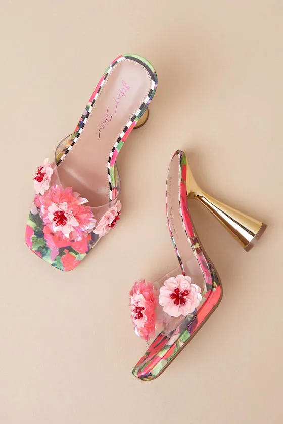 Blondee Red and Green Floral Applique High Heel Sandals sold by Lulus product image thumbnail 2