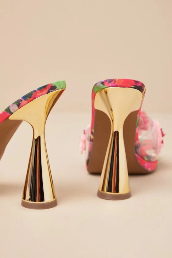 Blondee Red and Green Floral Applique High Heel Sandals sold by Lulus product image thumbnail 3