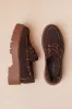 Caden Dark Brown Suede Lace-Up Platform Loafers sold by Lulus