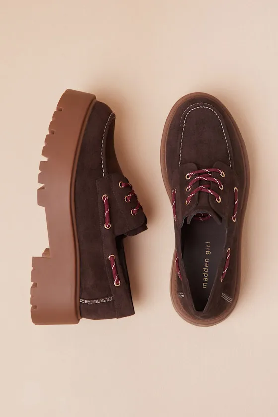 Caden Dark Brown Suede Lace-Up Platform Loafers sold by Lulus product image thumbnail 2