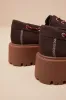 Caden Dark Brown Suede Lace-Up Platform Loafers sold by Lulus