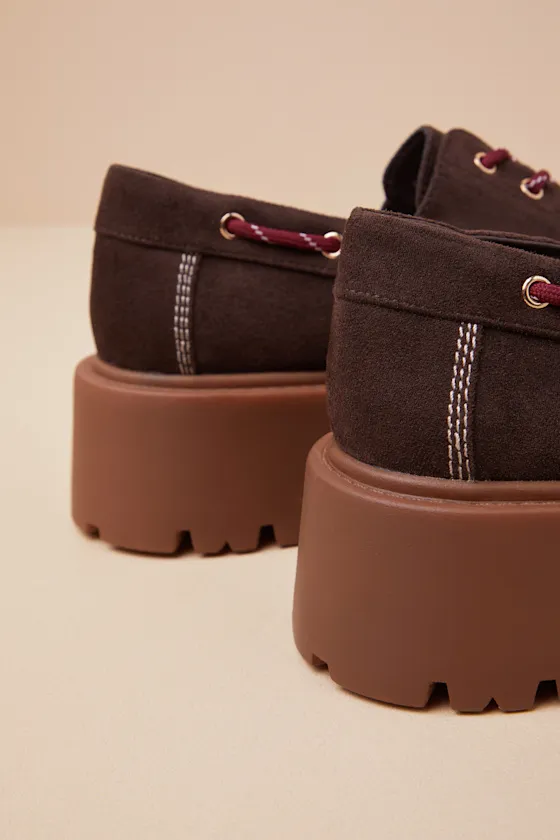 Caden Dark Brown Suede Lace-Up Platform Loafers sold by Lulus product image thumbnail 3