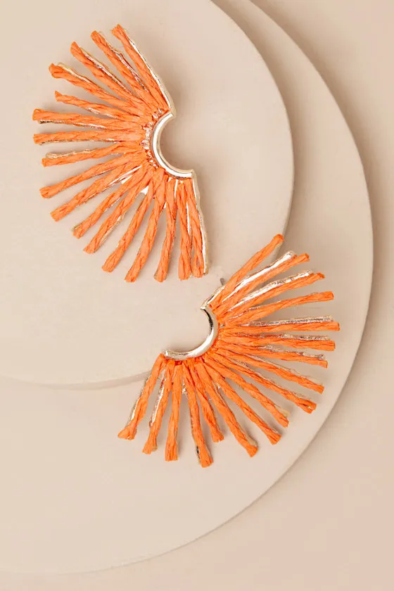 Ravi Orange Raffia Sunburst Earrings sold by Lulus product image thumbnail 2