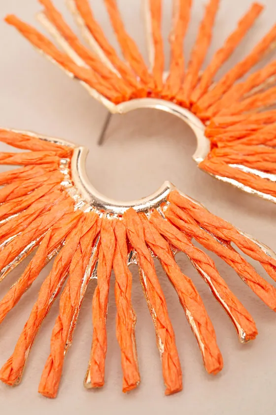 Ravi Orange Raffia Sunburst Earrings sold by Lulus product image thumbnail 4