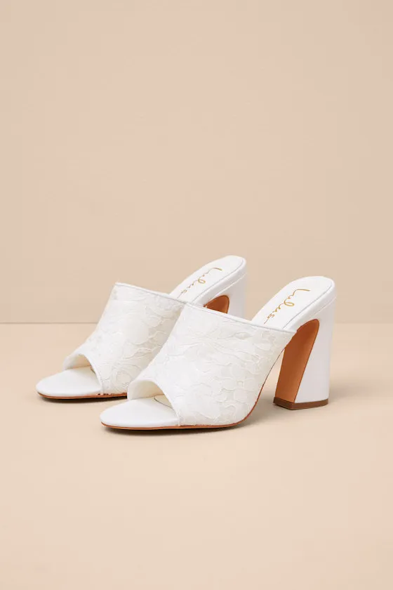 Callixta White Lace High Heel Slide Sandals sold by Lulus product image thumbnail 2