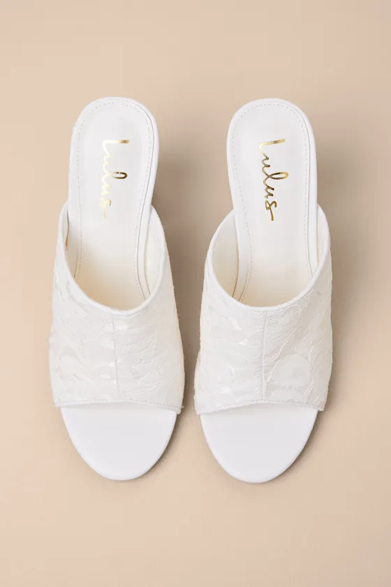 Callixta White Lace High Heel Slide Sandals sold by Lulus product image thumbnail 4