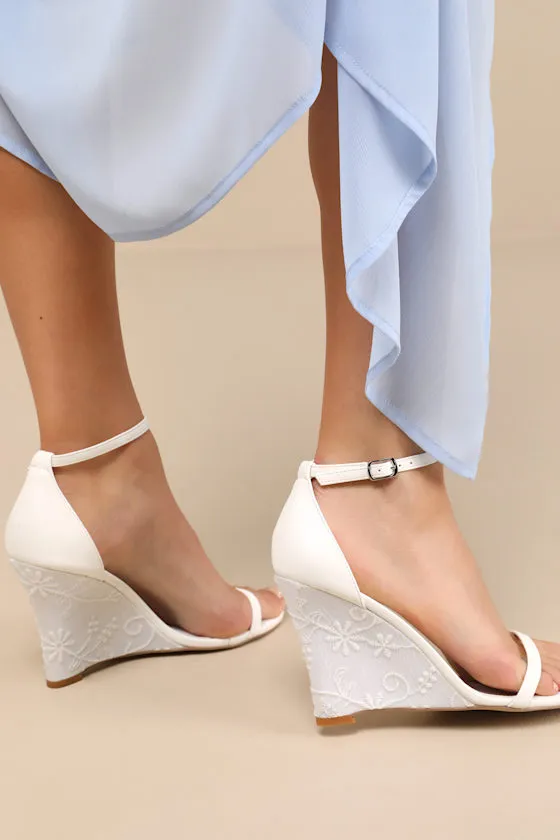 Aubderon White Embroidered Ankle Strap Wedge Sandals sold by Lulus product image thumbnail 3