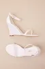 Aubderon White Embroidered Ankle Strap Wedge Sandals sold by Lulus