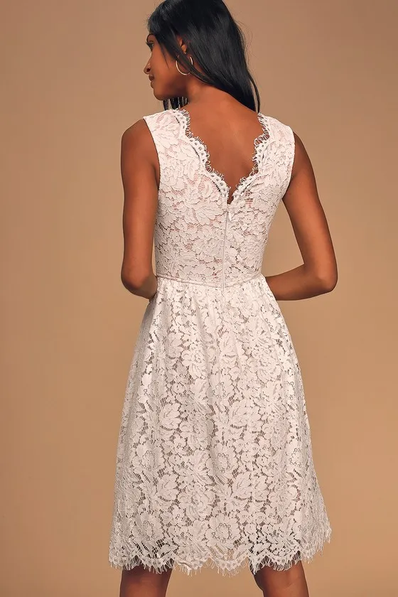 Love Swept White Lace Midi Skater Dress With Pockets sold by Lulus product image thumbnail 4