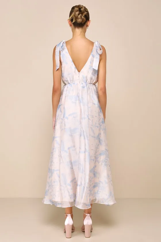Breathtaking Charm Blush and Blue Floral Tie-Strap Maxi Dress sold by Lulus product image thumbnail 2
