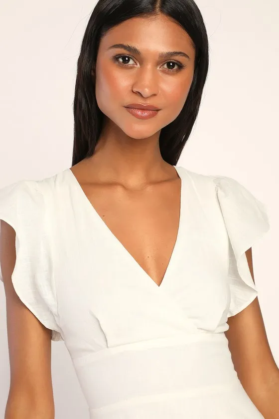 Sweeten Me Up White Flutter Sleeve Mini Dress With Pockets sold by Lulus product image thumbnail 4