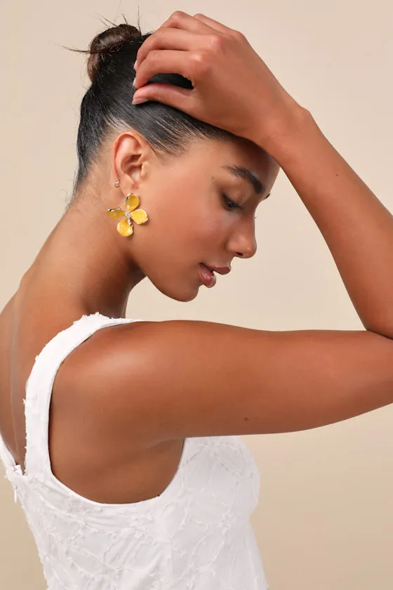 Jelsie Yellow Flower Statement Earrings sold by Lulus product image thumbnail 3