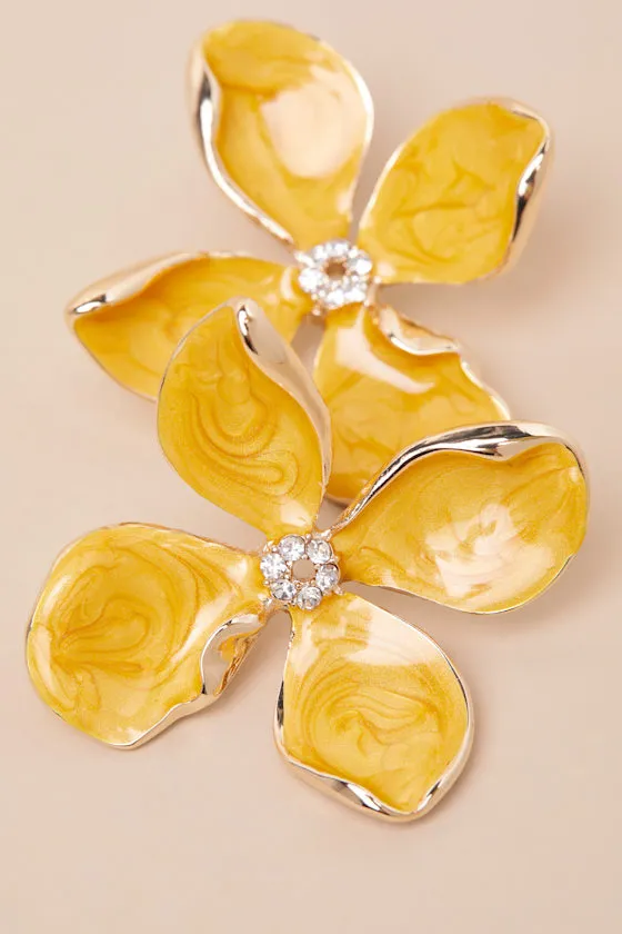 Jelsie Yellow Flower Statement Earrings sold by Lulus product image thumbnail 4