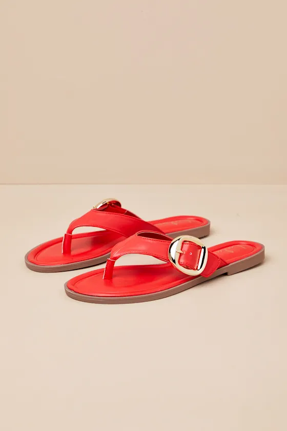 Zelma Red Buckle Thong Sandals sold by Lulus product image thumbnail 2