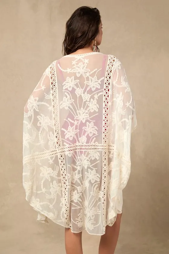 Katalia Ivory Sheer Embroidered Swim Cover-Up sold by Lulus product image thumbnail 2