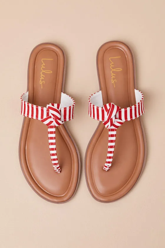 Roderick Red and White Striped Thong Sandals sold by Lulus product image thumbnail 3