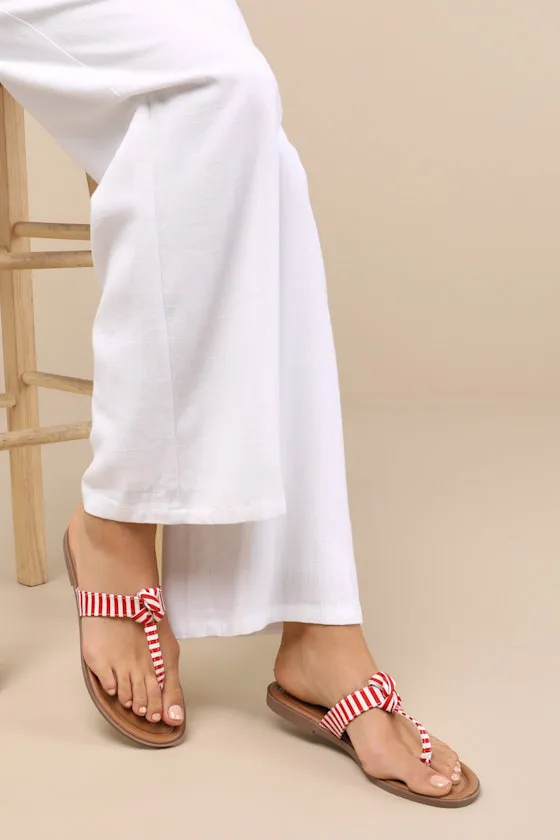Roderick Red and White Striped Thong Sandals sold by Lulus product image thumbnail 4