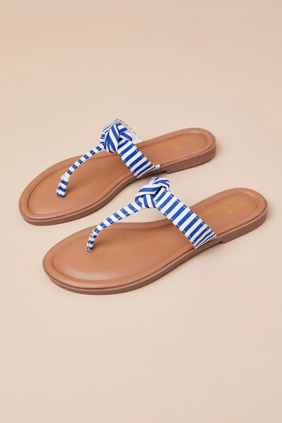Roderick Blue and White Striped Thong Sandals sold by Lulus product image thumbnail 2
