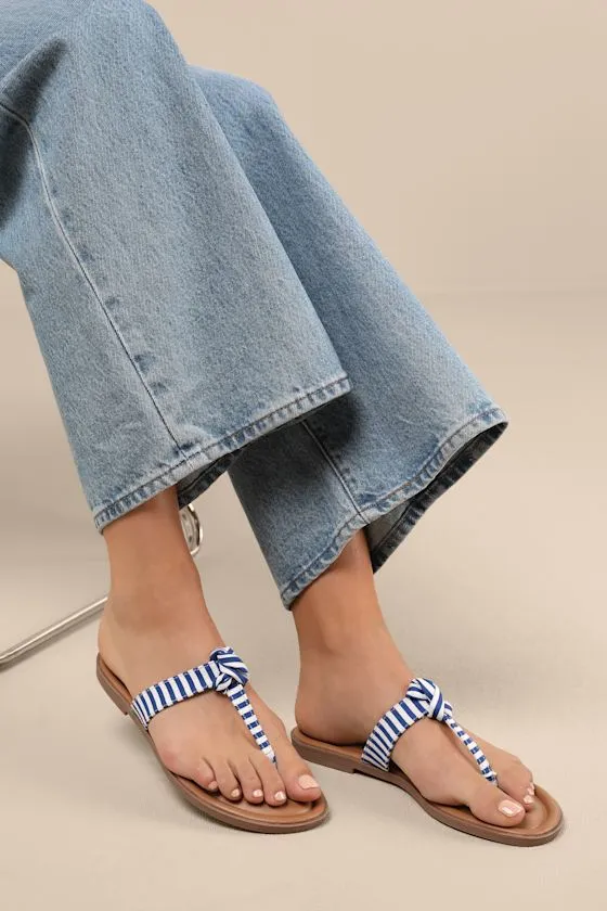 Roderick Blue and White Striped Thong Sandals sold by Lulus product image thumbnail 4