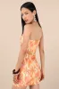 Rovena Orange Multi Floral Print Mini Dress sold by Lulus