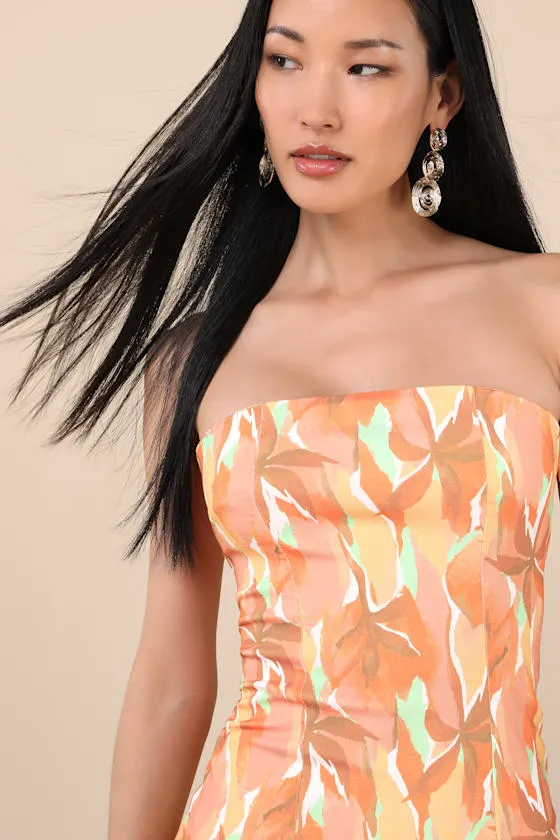 Rovena Orange Multi Floral Print Mini Dress sold by Lulus product image thumbnail 3