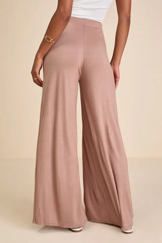 Knockout Light Brown Wide-Leg Slit-Front Pants sold by Lulus product image thumbnail 4
