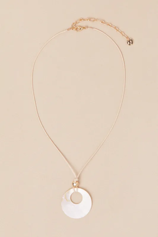Chelton White Pearl Circle Pendant Necklace sold by Lulus