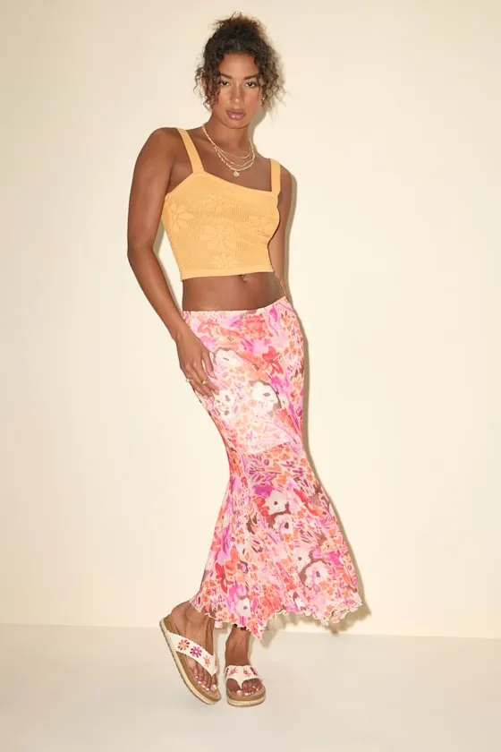 Camilia Light Orange Crochet Knit Tank Top sold by Lulus product image thumbnail 3