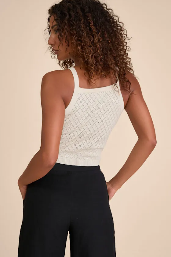 Zealand Cream Pointelle Knit Sweater Tank Top sold by Lulus product image thumbnail 2