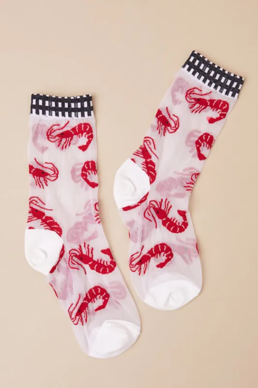 Gambas White and Red Sheer Crew Socks sold by Lulus
