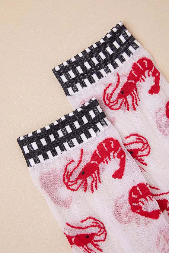 Gambas White and Red Sheer Crew Socks sold by Lulus product image thumbnail 2