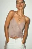 Luscinia Light Brown Textured Ruffled Cami Top sold by Lulus