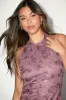 Leandra Purple Sequin Floral Halter Mini Dress sold by Lulus
