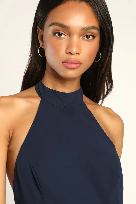 Captured Your Heart Navy Blue Halter Maxi Dress sold by Lulus product image thumbnail 3