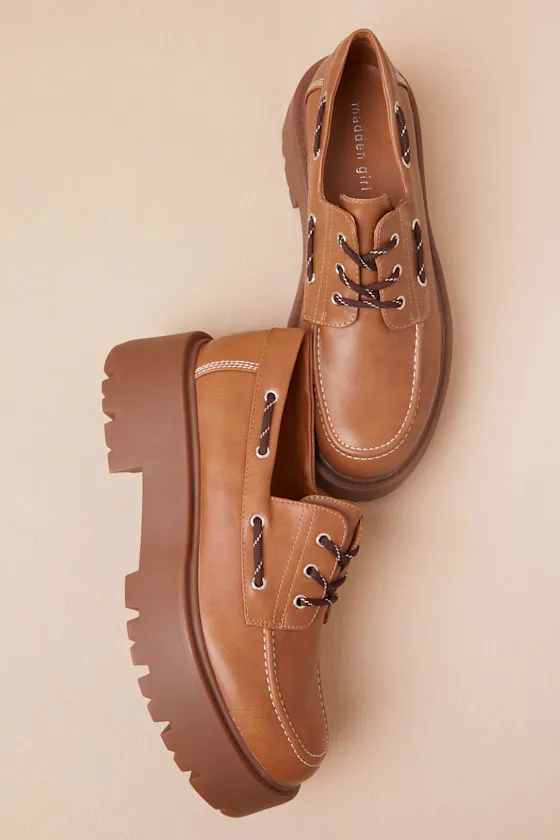 Caden Tan Lace-Up Platform Loafers sold by Lulus product image thumbnail 2