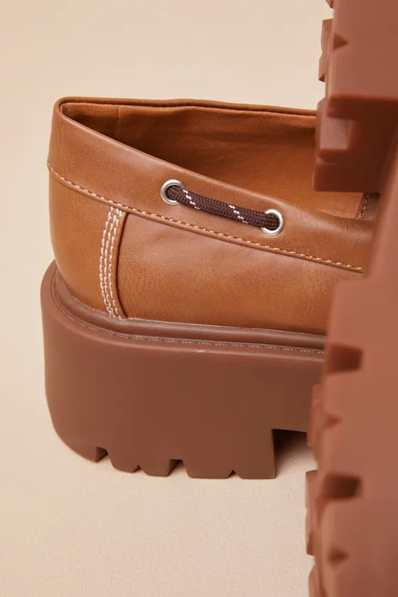 Caden Tan Lace-Up Platform Loafers sold by Lulus product image thumbnail 4