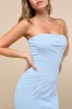 Ismene Light Blue Seamed Strapless Maxi Dress sold by Lulus