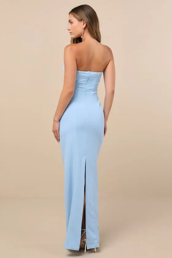 Ismene Light Blue Seamed Strapless Maxi Dress sold by Lulus product image thumbnail 3